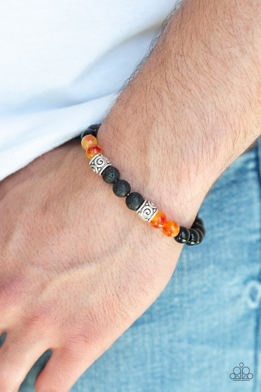 Proverb - Orange Bracelet - Lava Bead - Paparazzi