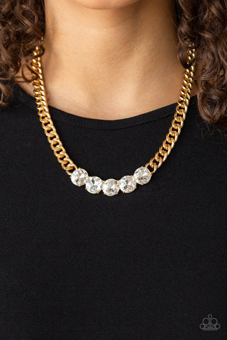 Rhinestone Renegade - Gold Necklace - Paparazzi