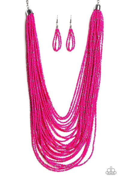 Rio Rainforest - Pink Necklace - Seed Bead - Paparazzi