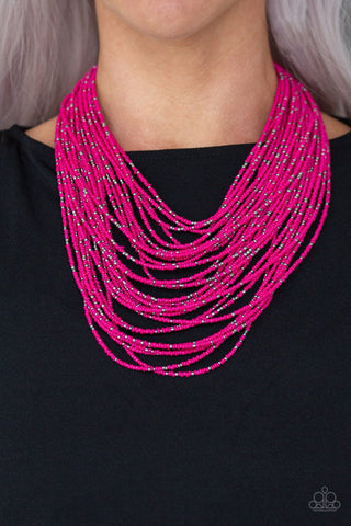 Rio Rainforest - Pink Necklace - Seed Bead - Paparazzi