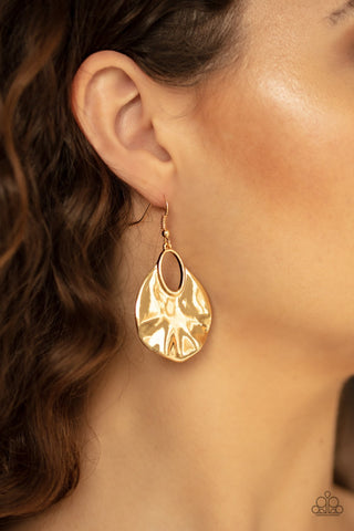 Ruffled Refinery - Gold Earring - Paparazzi