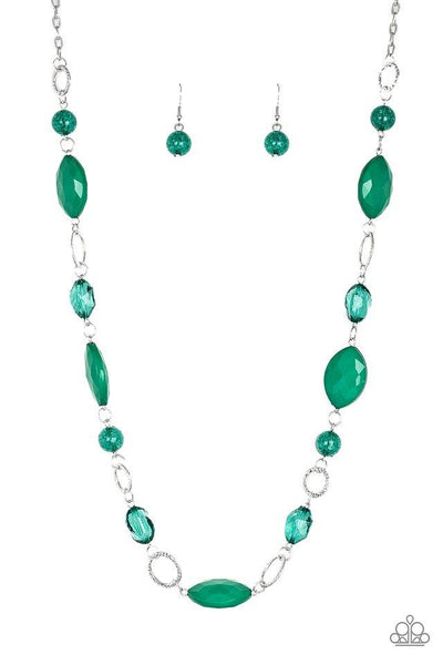 Shimmer Simmer - Green Necklace - Paparazzi