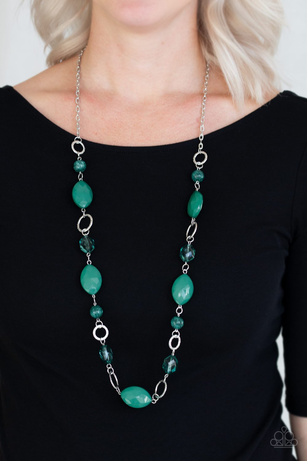 Shimmer Simmer - Green Necklace - Paparazzi