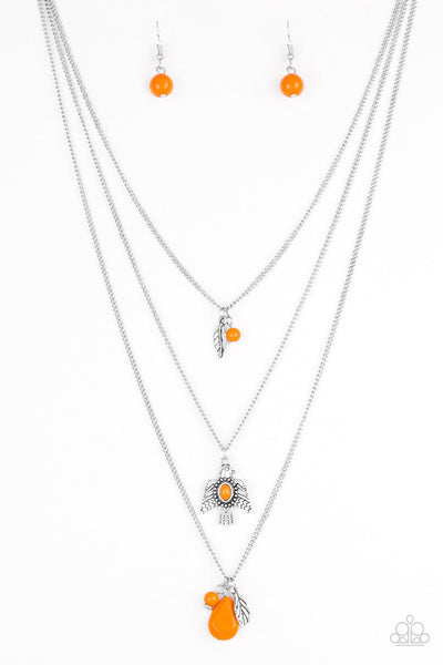 Soar With The Eagles - Orange Necklace - Paparazzi