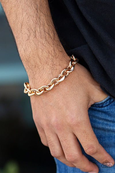 Step It Up - Gold Bracelet - Men's- Paparazzi