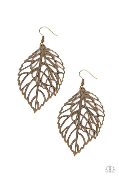 Take It or LEAF It - Brass Earring - Paparazzi