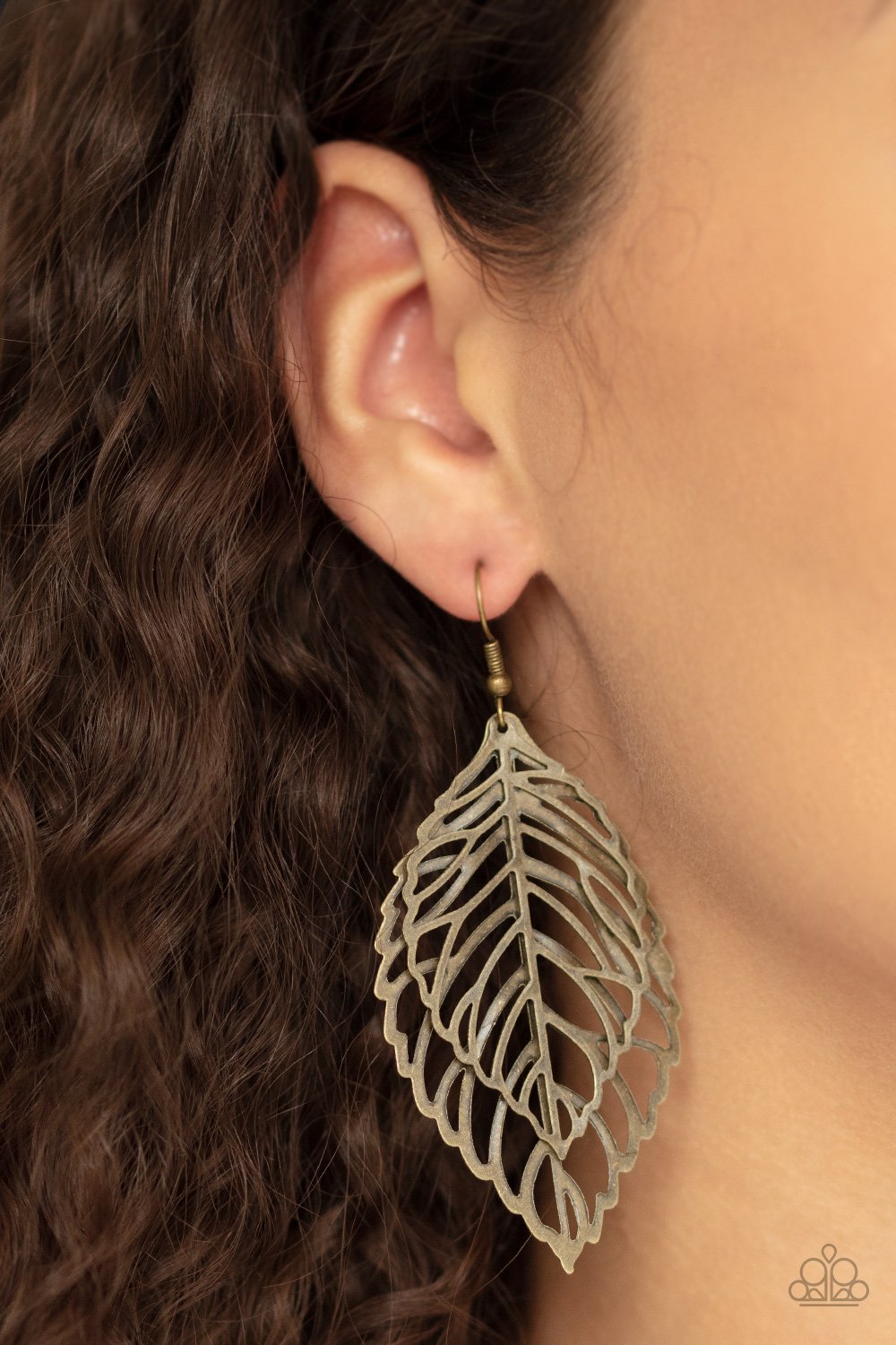 Take It or LEAF It - Brass Earring - Paparazzi