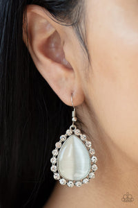 Teardrop Trendsetter - White Earring - Paparazzi