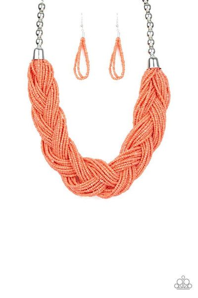 The Great Outback - Orange Necklace - Seed Bead - Paparazzi