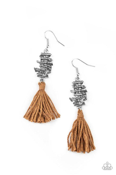 Tiki Tassel - Brown Earring - Paparazi