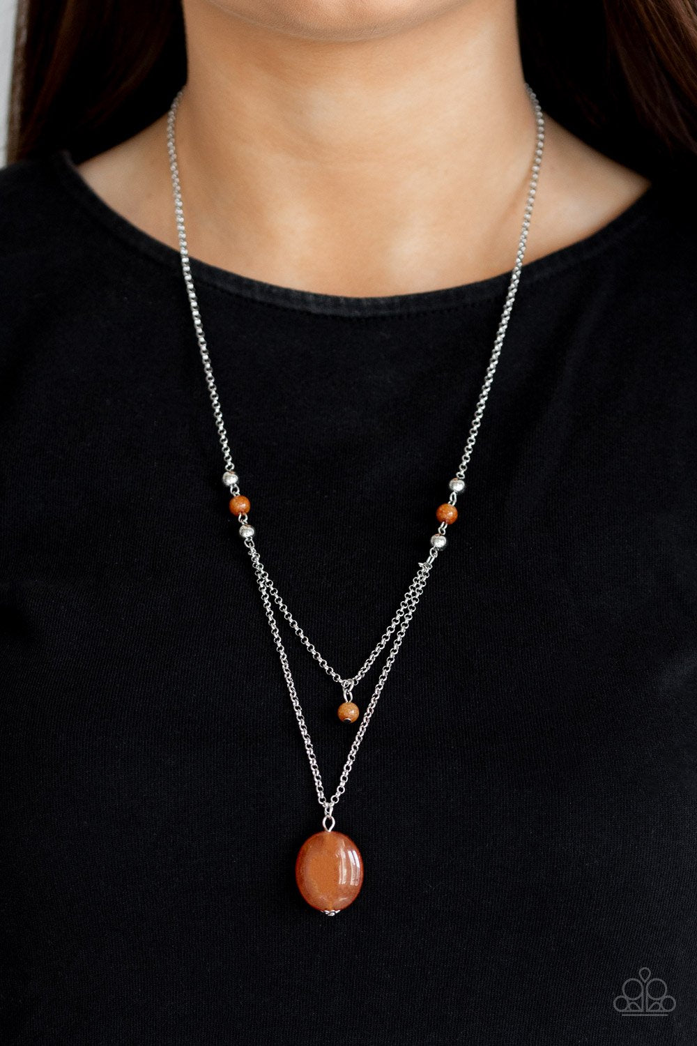 Time To Hit The ROAM - Orange Necklace - Paparazzi