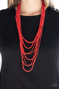 Totally Tonga - Red Necklace - Seed Bead - Paparazzi