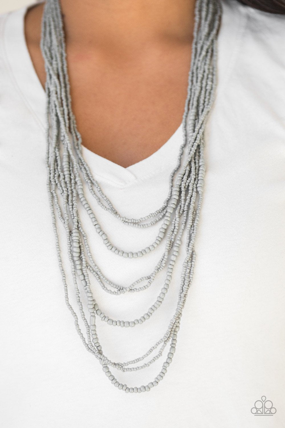 Totally Tonga - Silver Necklace - Seed Bead - Paparazzi