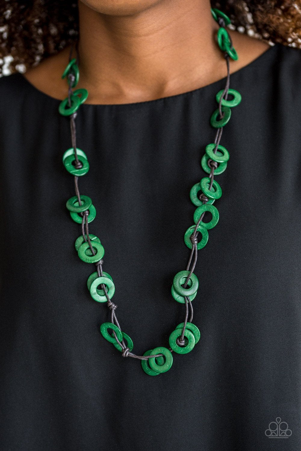 Waikiki Winds - Green Necklace - Wood- Paparazzi