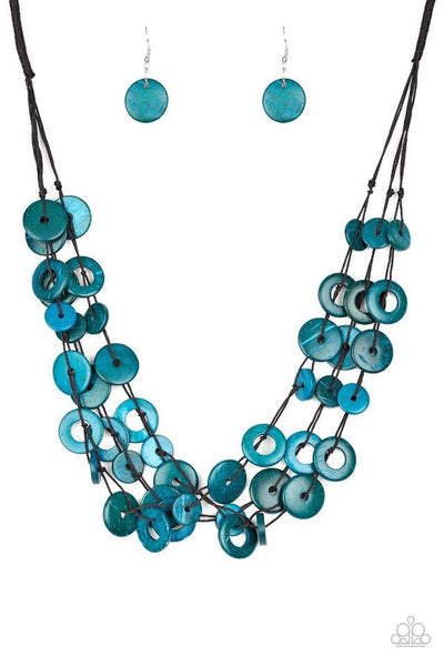 Wonderfully Walla Walla - Blue Necklace - Wood - Paparazzi