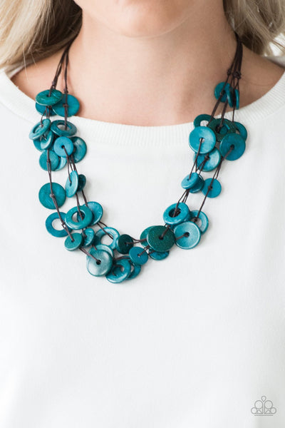 Wonderfully Walla Walla - Blue Necklace - Wood - Paparazzi