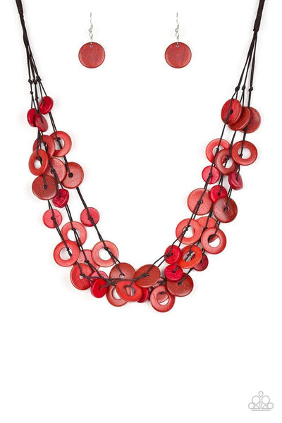 Wonderfully Walla Walla - Red Necklace - Wood - Paparazzi